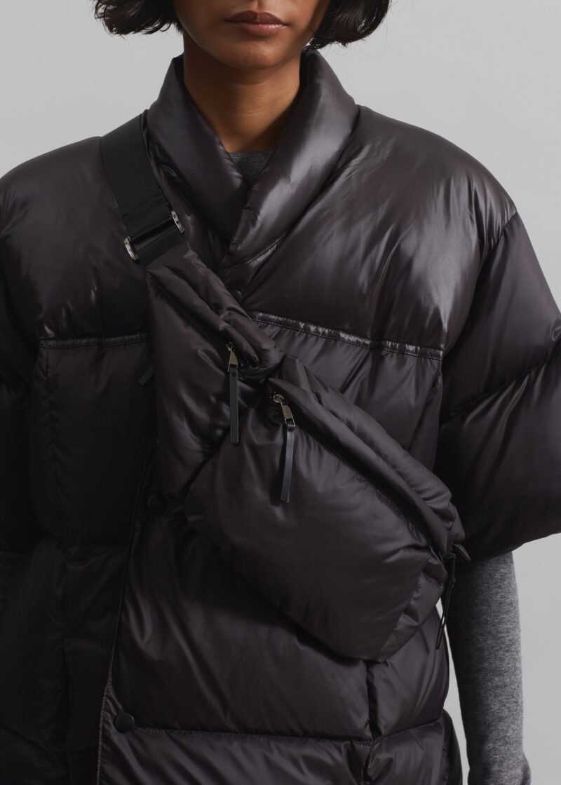 Short Sleeve Puffer Jacket - Dark Brown - Image 5