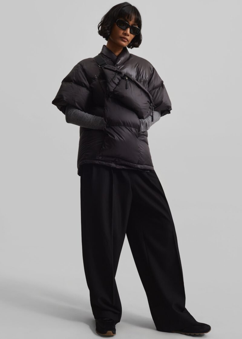 Short Sleeve Puffer Jacket - Dark Brown - Image 3