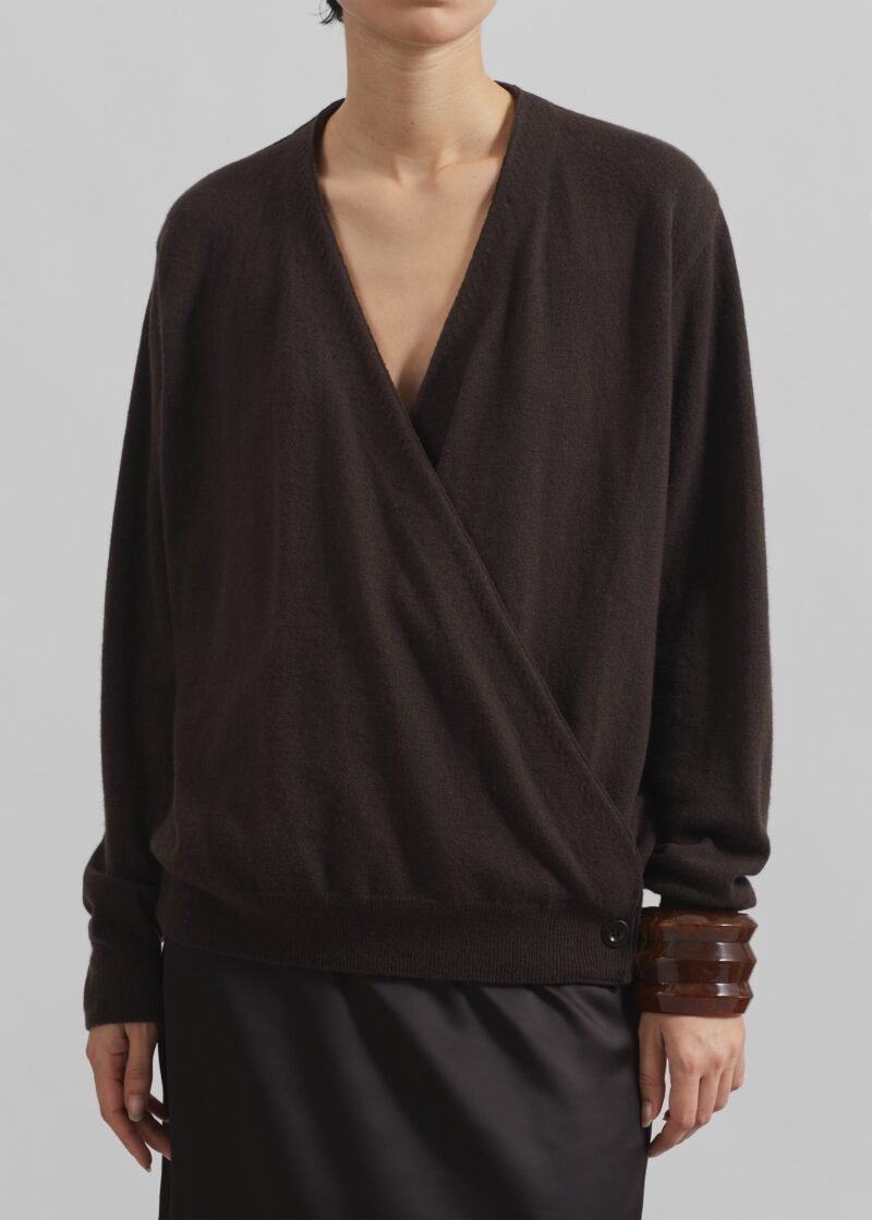 Wrap Cardigan - Brown - Image 3