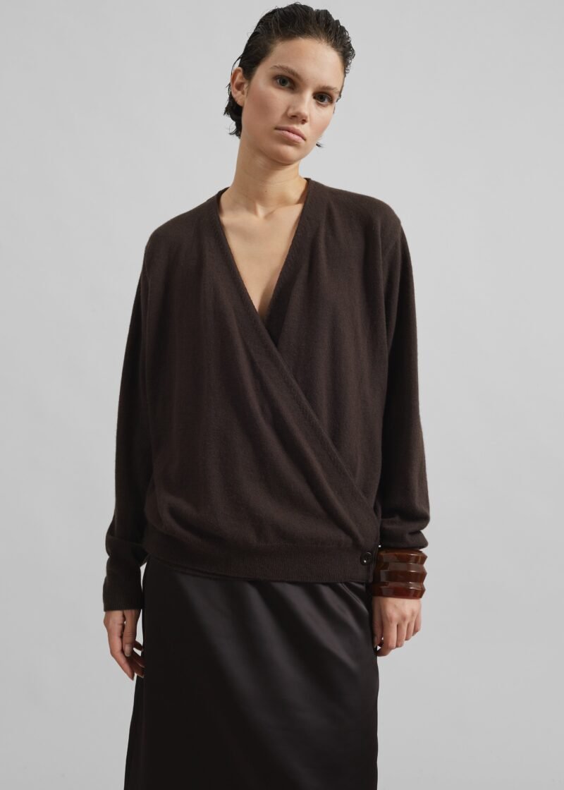 Wrap Cardigan - Brown - Image 6