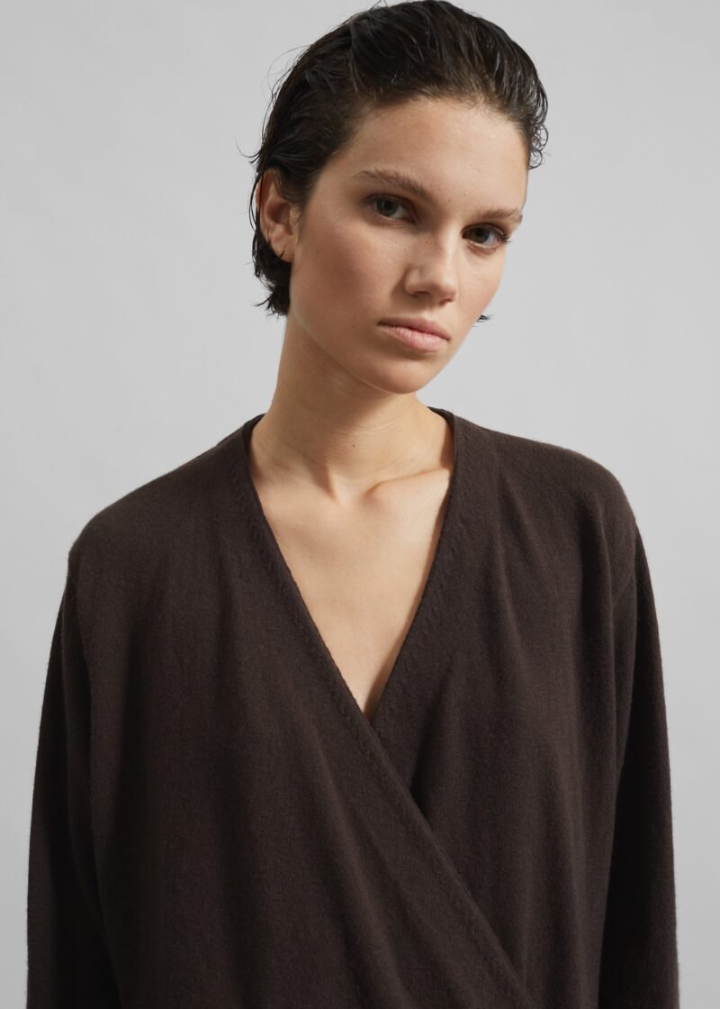 Wrap Cardigan - Brown - Image 5