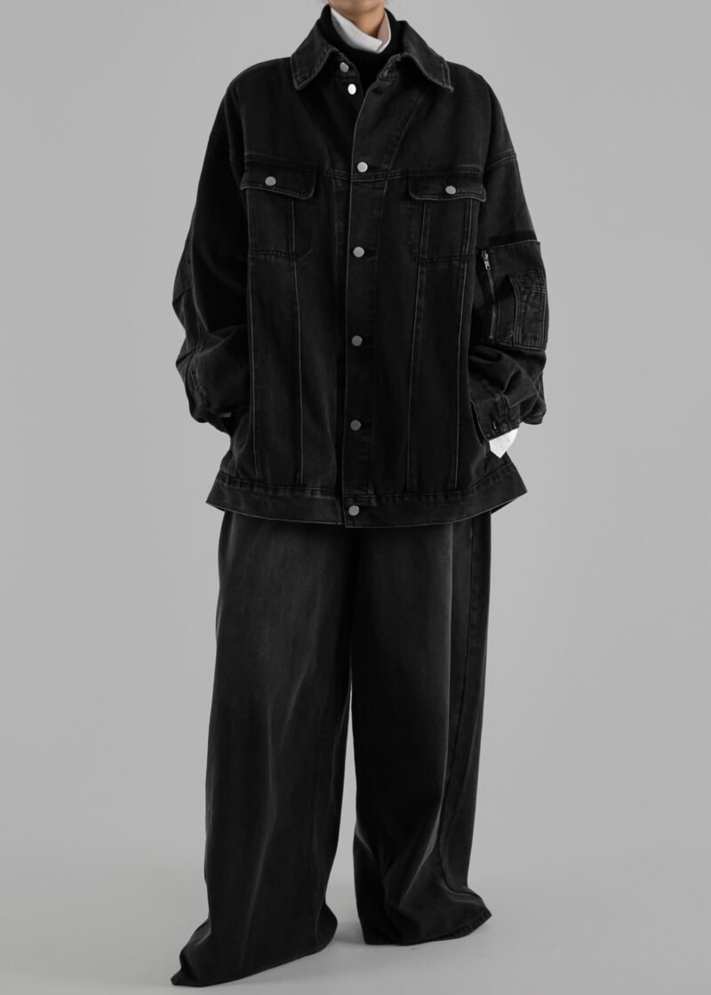 Oversized Denim Jacket - Black Wash - Image 12