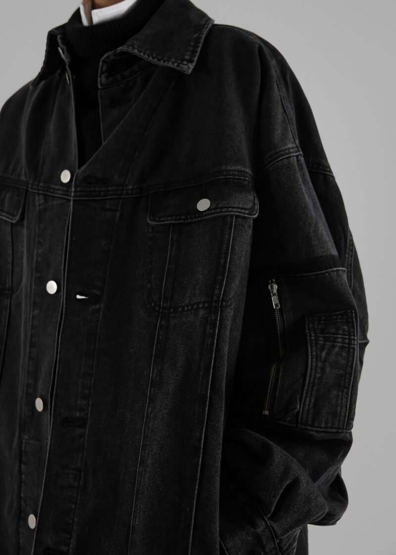 Oversized Denim Jacket - Black Wash - Image 11