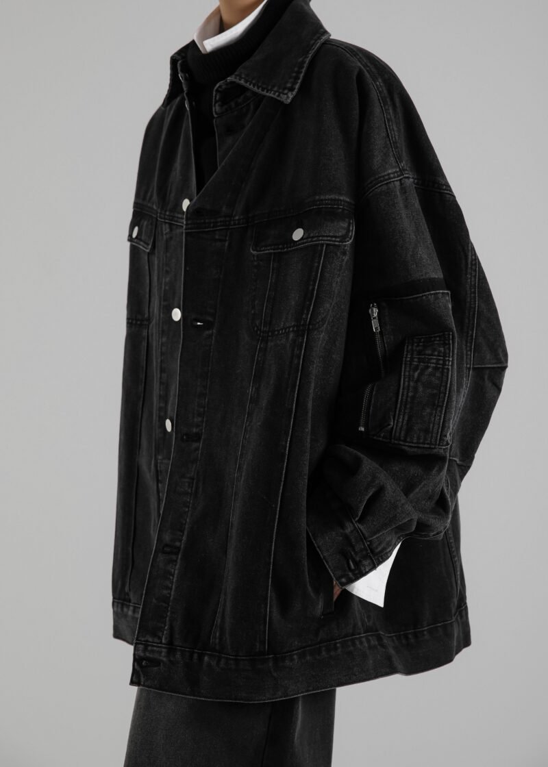 Oversized Denim Jacket - Black Wash - Image 3