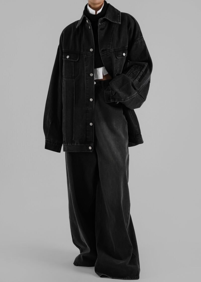 Oversized Denim Jacket - Black Wash - Image 9