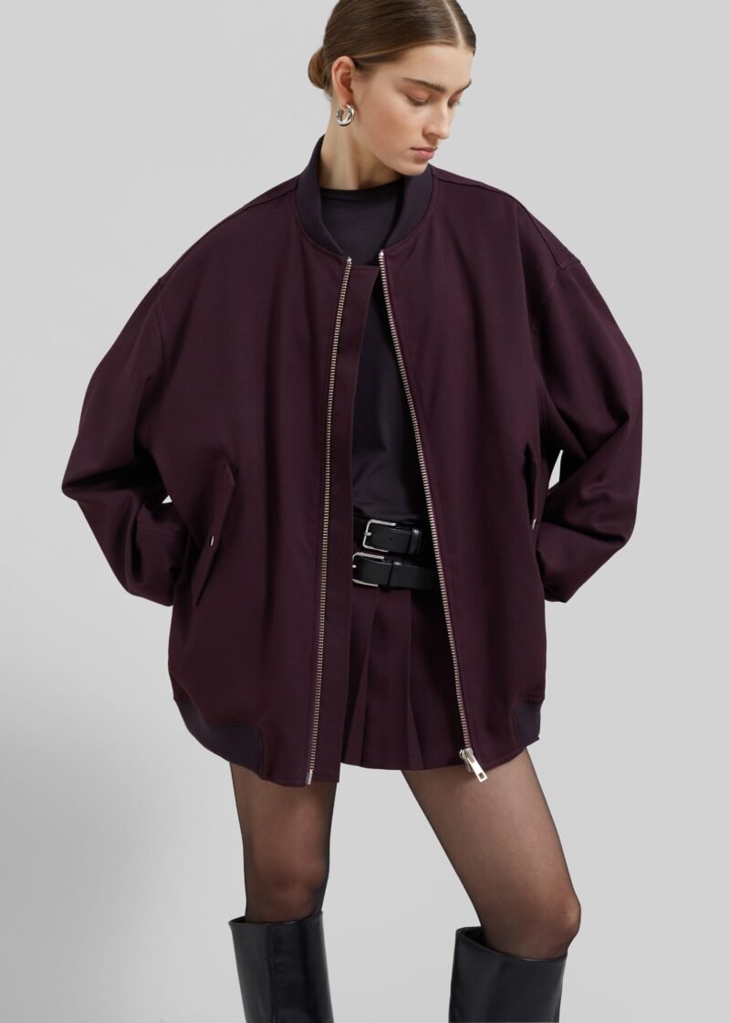 Bomber Jacket - Burgundy - Image 2