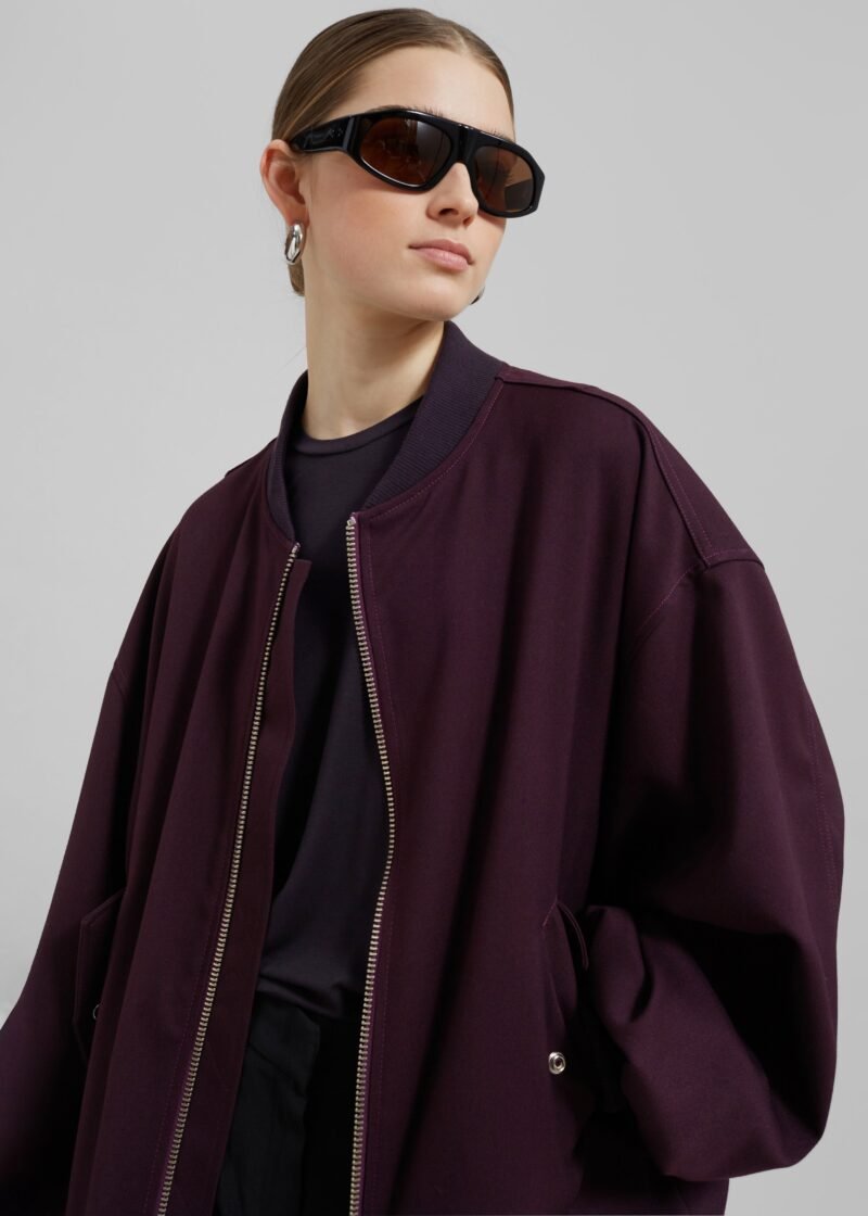 Bomber Jacket - Burgundy - Image 4