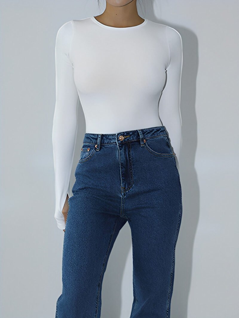 Keyhole Cutout Long Sleeve Bodysuit - Image 7
