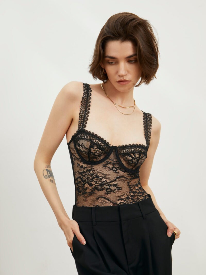 Floral Lace Bustier Bodysuit - Image 4