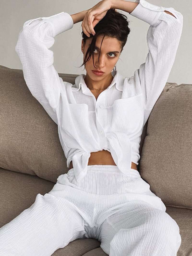 Minimalist Cotton Two Piece Pants Set - Image 4