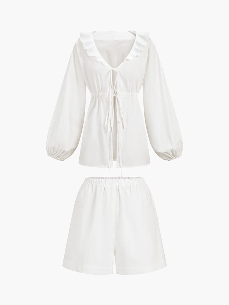 Cotton & Linen Cowgirl Melody Two Piece Shorts Set - Image 3