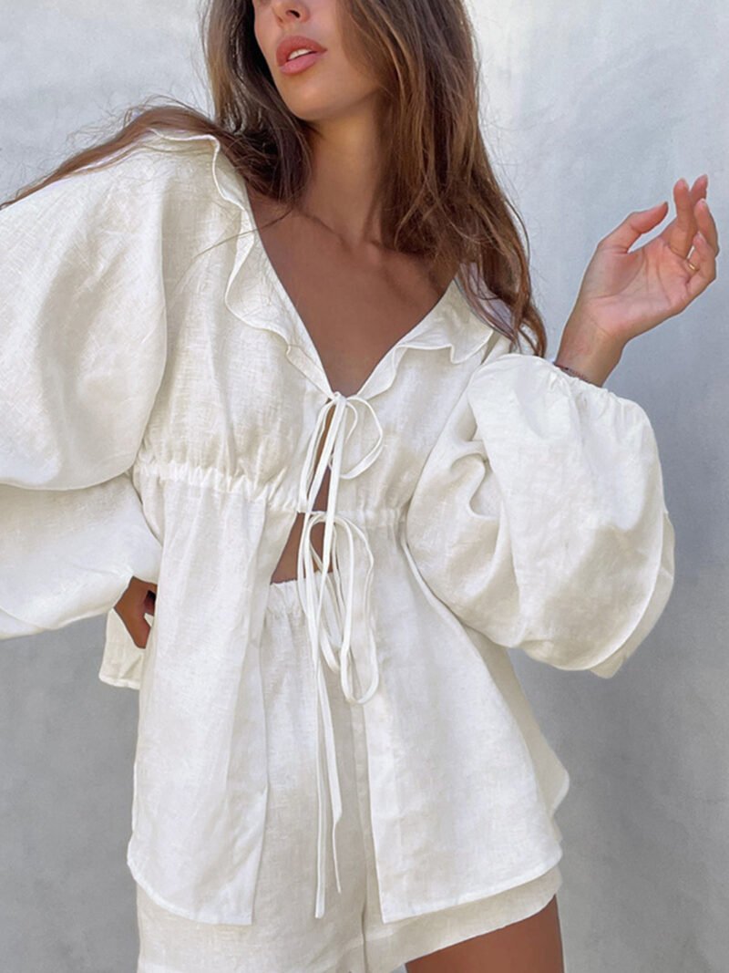 Cotton & Linen Cowgirl Melody Two Piece Shorts Set