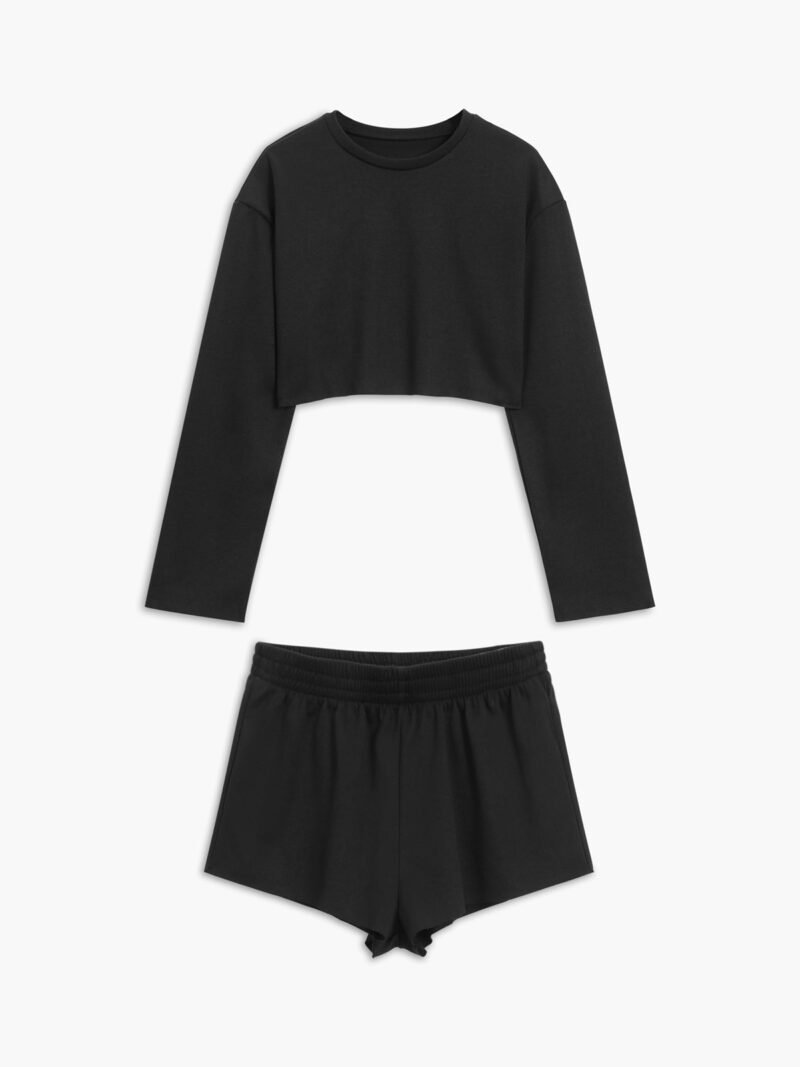 Athleisure Long Sleeve Three Piece Shorts Set - Image 4