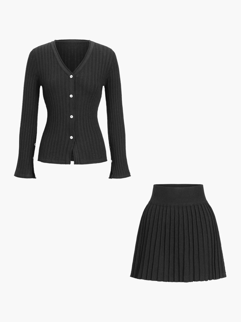 Leisure Long Sleeve Two Piece Skirt Set - Image 2