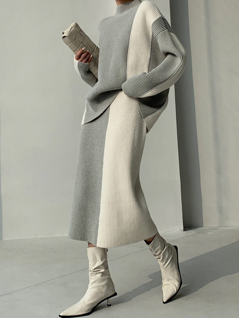 Stripe Two Piece Knit Skirt Set - Image 7