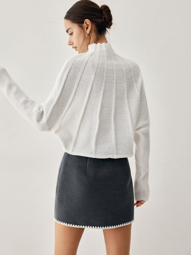 Piping Mock Neck Long Sleeve Knit Top - Image 5