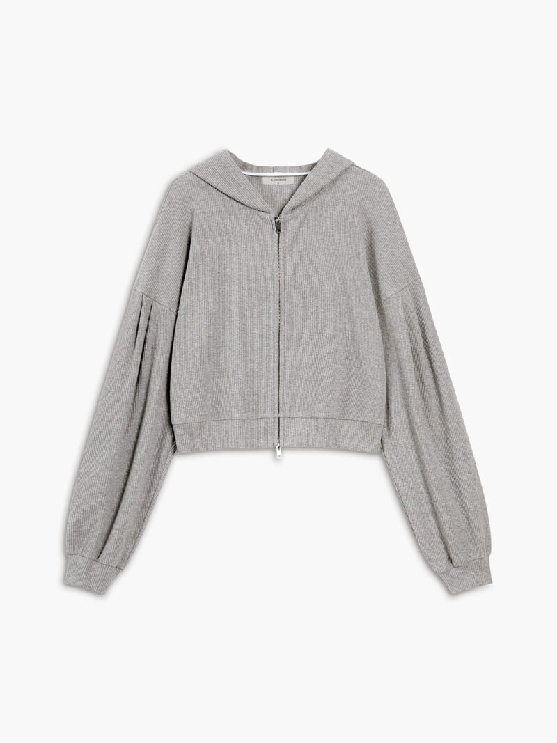 Zip Up Hoodie Three Piece Rib Shorts Set - Image 5