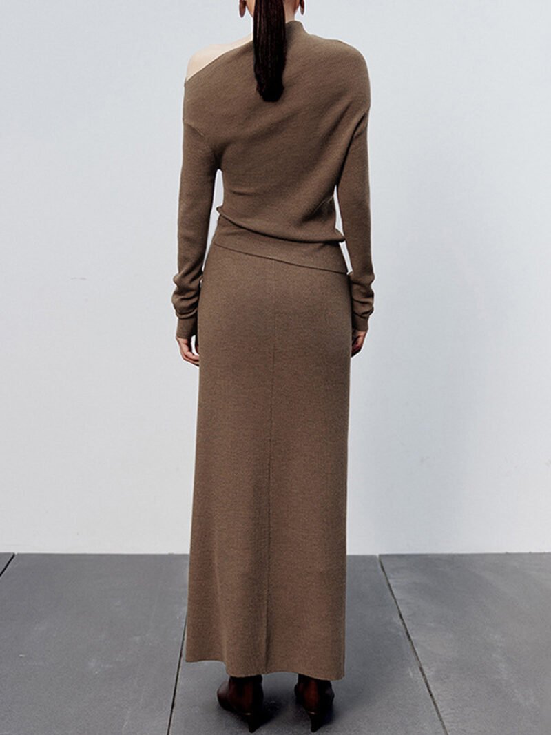 Caramel Slit Maxi Knit Skirt - Image 3