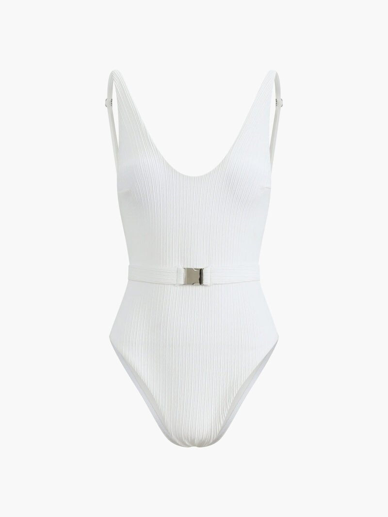 Marshmallow Belted One Piece Swimsuit - Image 6
