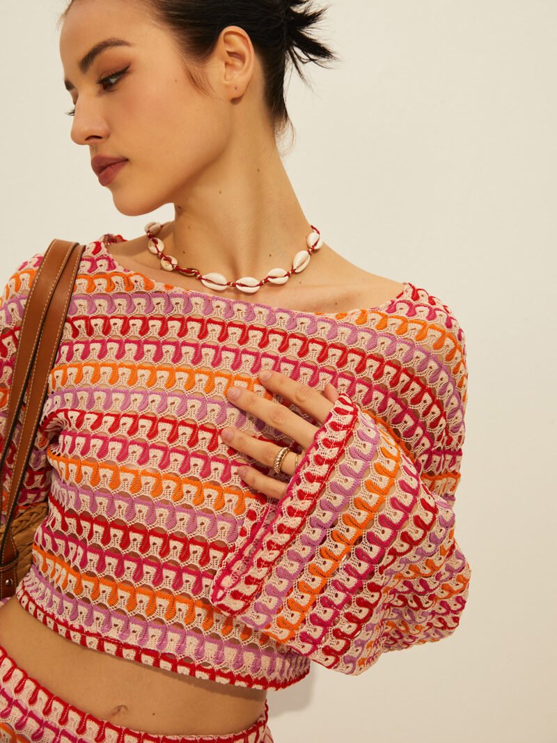 Crew Neck Long Sleeve Skirt Set - Image 2