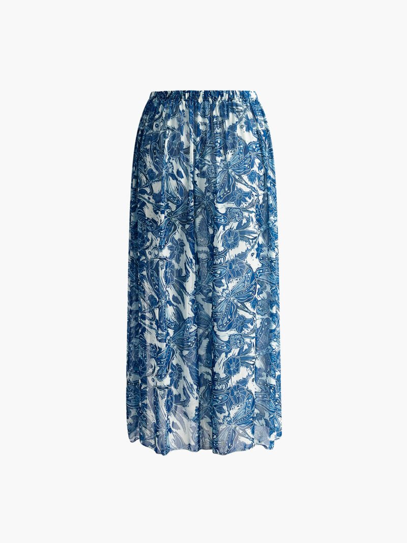 Printed Mesh Split Cover Up Skirt - Image 2