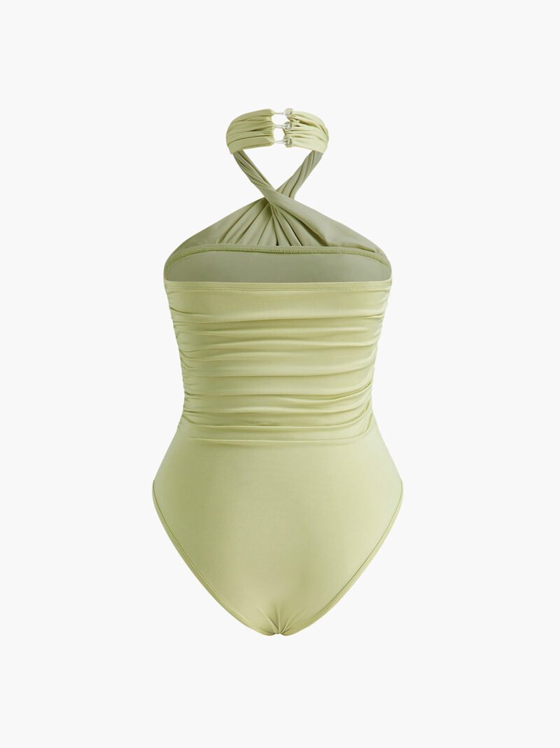 Cross-Over Collar Pleated Bodysuit - Image 4