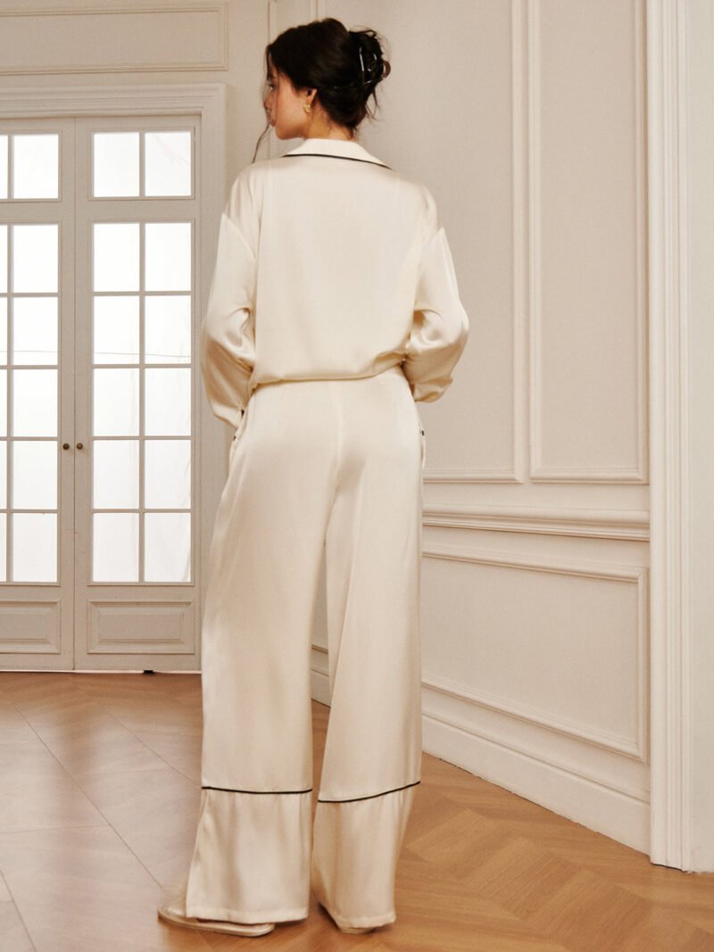 Home Satin Piping Wide-Leg Pants - Image 5