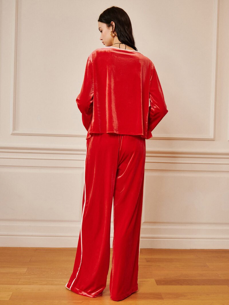 Velvet Lace Up Draped Pants Set - Image 7