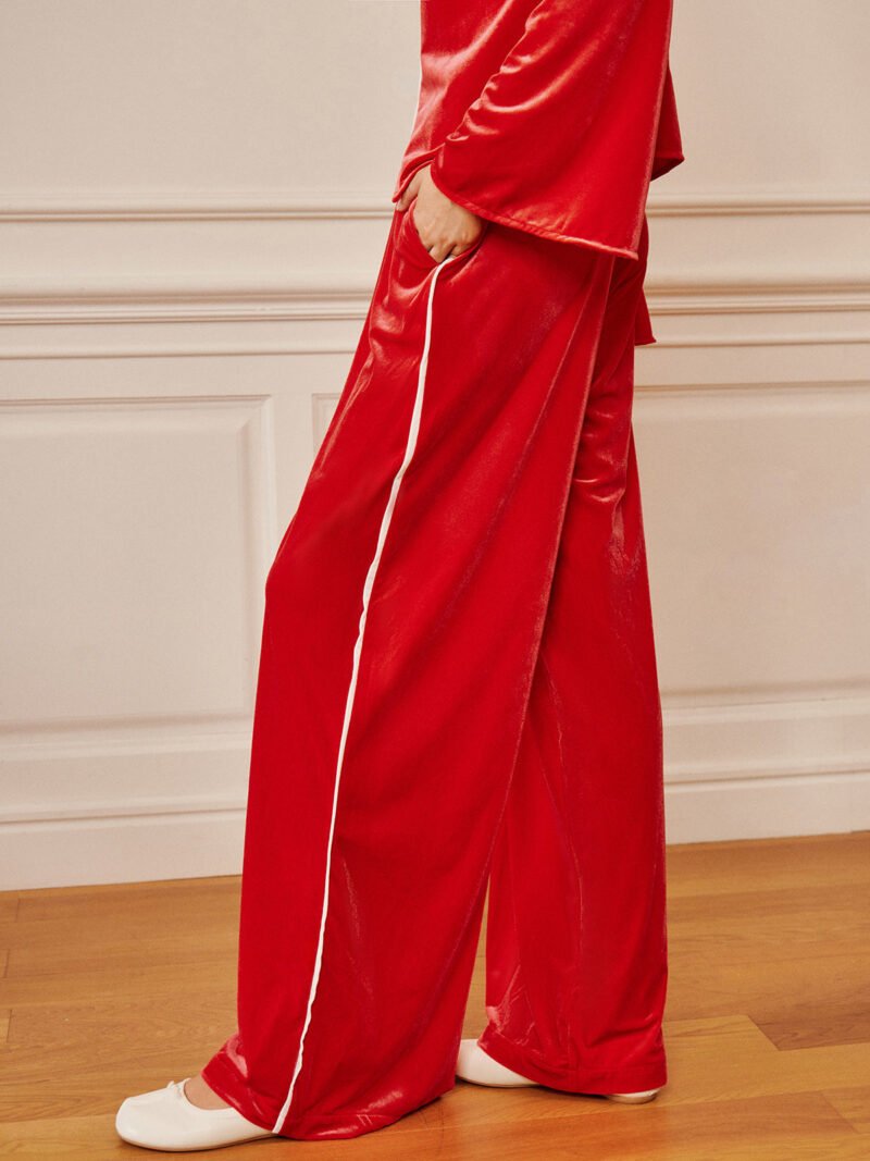 Velvet Lace Up Draped Pants Set - Image 5