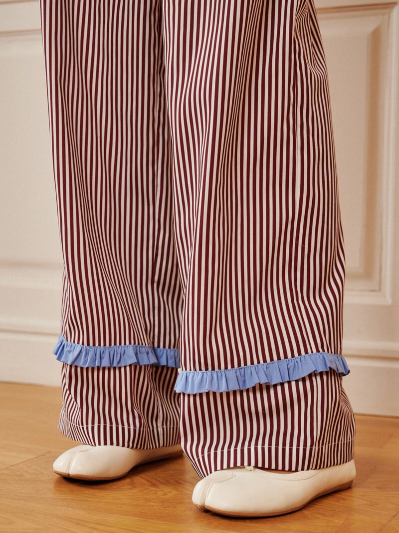 Pinstripe Ruffle Bow Pants - Image 5