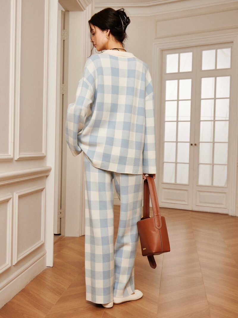 Plaid Polo Collar Sweater Co-ords - Image 5