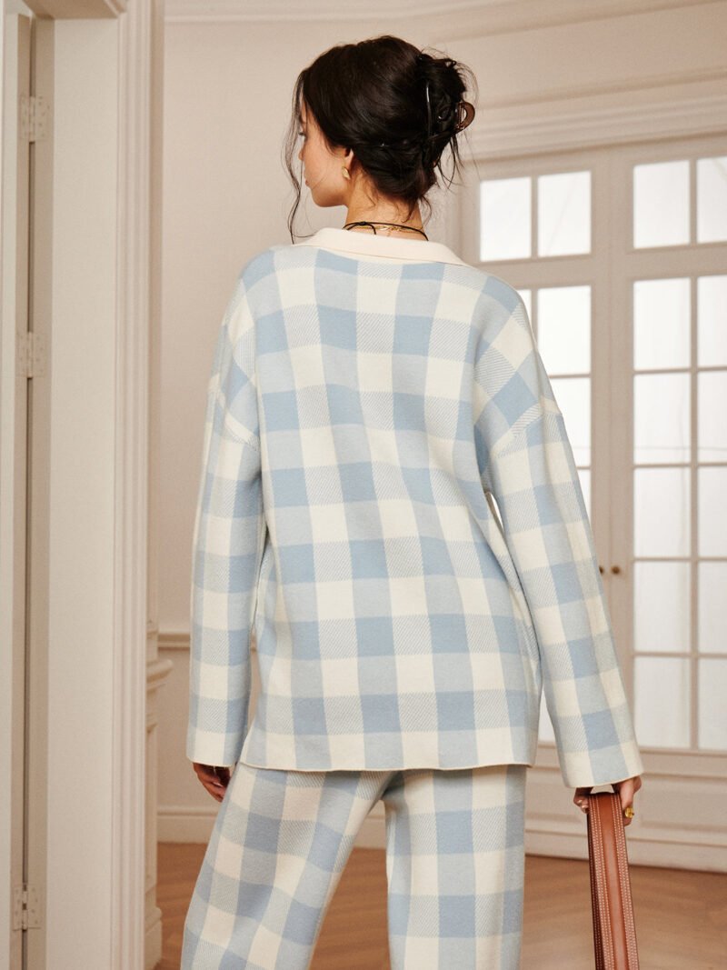 Plaid Polo Collar Sweater Co-ords - Image 6