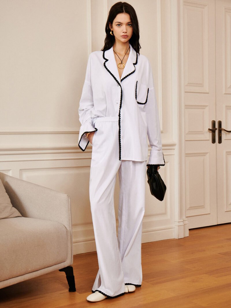 Pure Cotton Contrast Trim Cozy Pants - Image 2