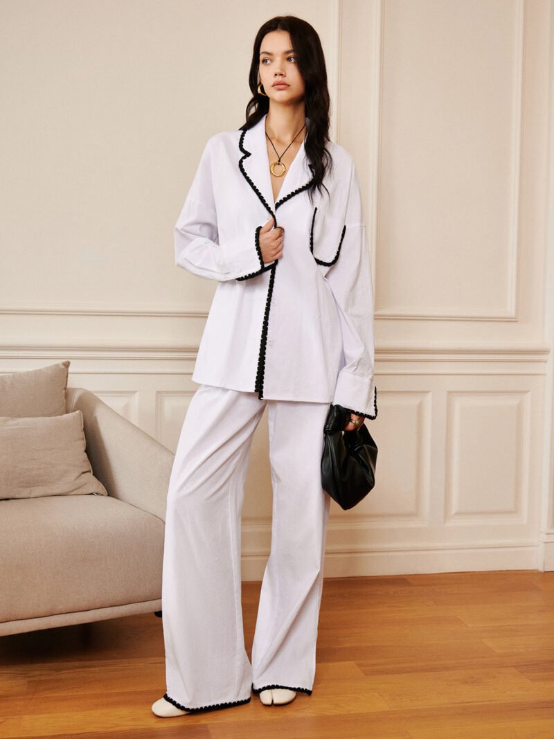 Pure Cotton Contrast Trim Lapel Shirt - Image 2