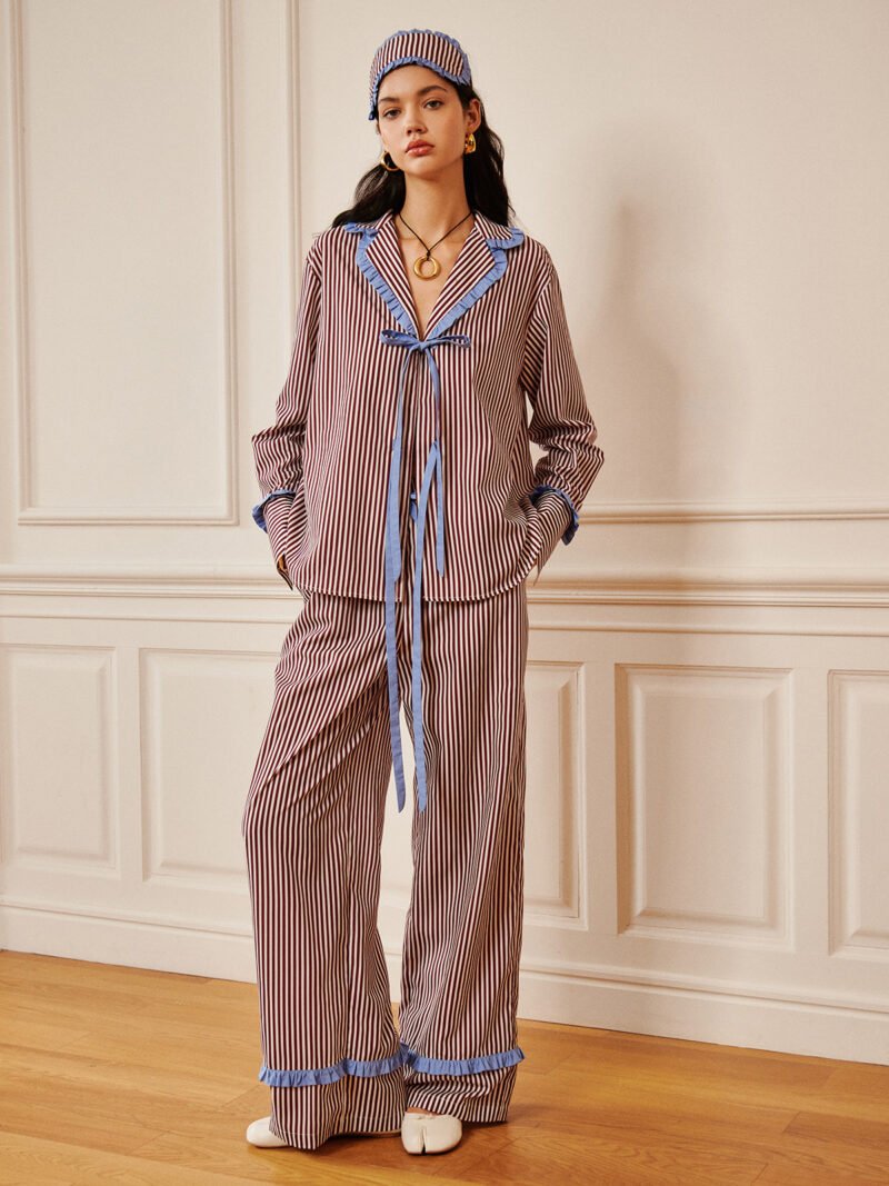 Pinstripe Ruffle Tie Front Shirt - Image 2