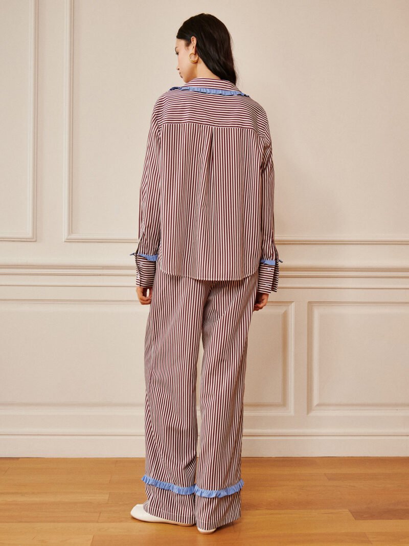 Pinstripe Ruffle Tie Front Shirt - Image 6