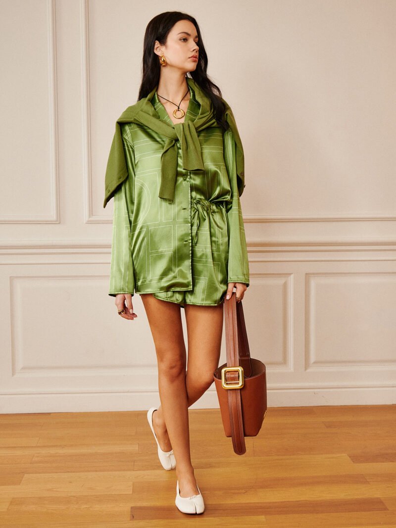 Satin Drawstring Shorts Set - Image 3
