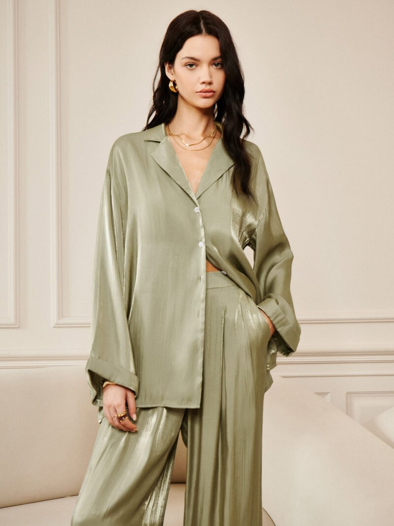 Satin Draped Pants Set - Image 2
