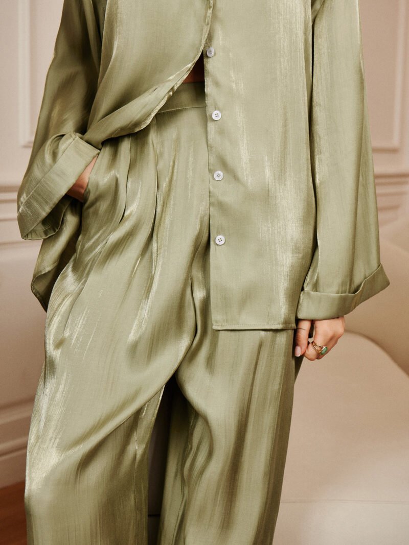 Satin Draped Pants Set - Image 5