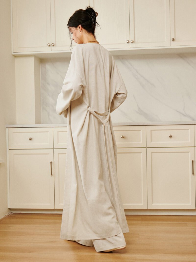 Solid Belted Draped Maxi Long Shirt - Image 6