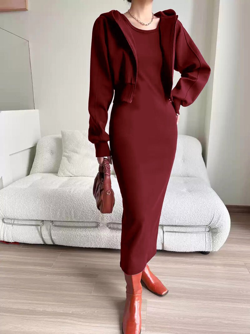 Asymmetrical Crew Neck Split Maxi Dress - Image 9