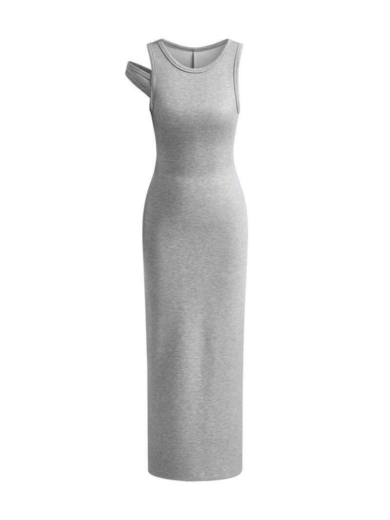 Asymmetrical Crew Neck Split Maxi Dress - Image 5