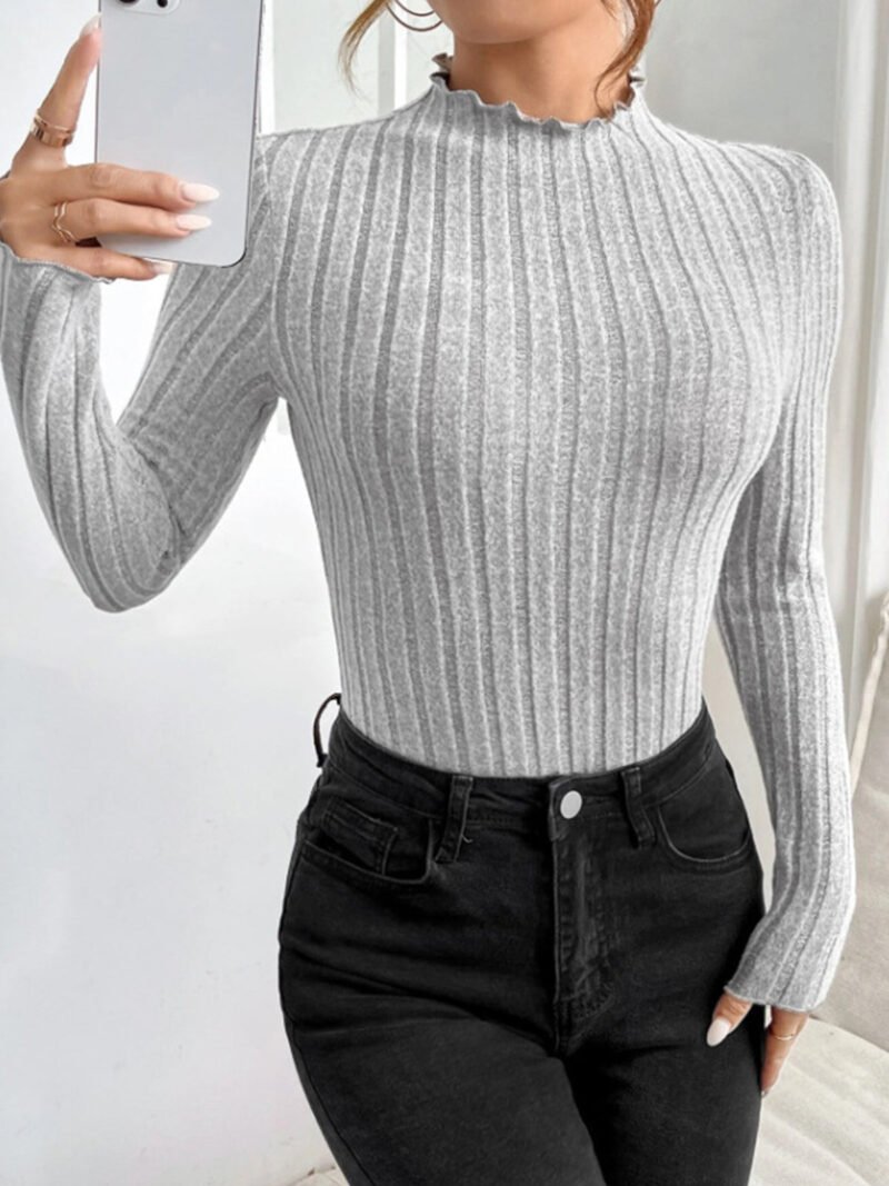 Ribbed Lettuce Trim Slim Bodysuit - Image 7