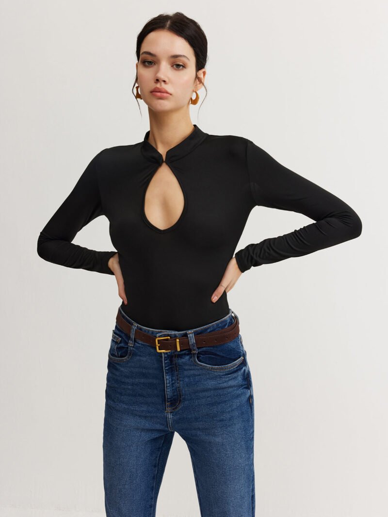 Keyhole Neckline Thin Bodysuit - Image 4
