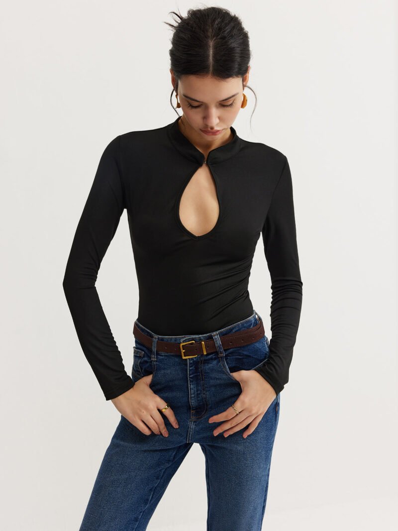 Keyhole Neckline Thin Bodysuit - Image 6