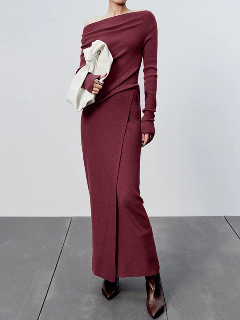 Caramel Slit Maxi Knit Skirt - Image 10