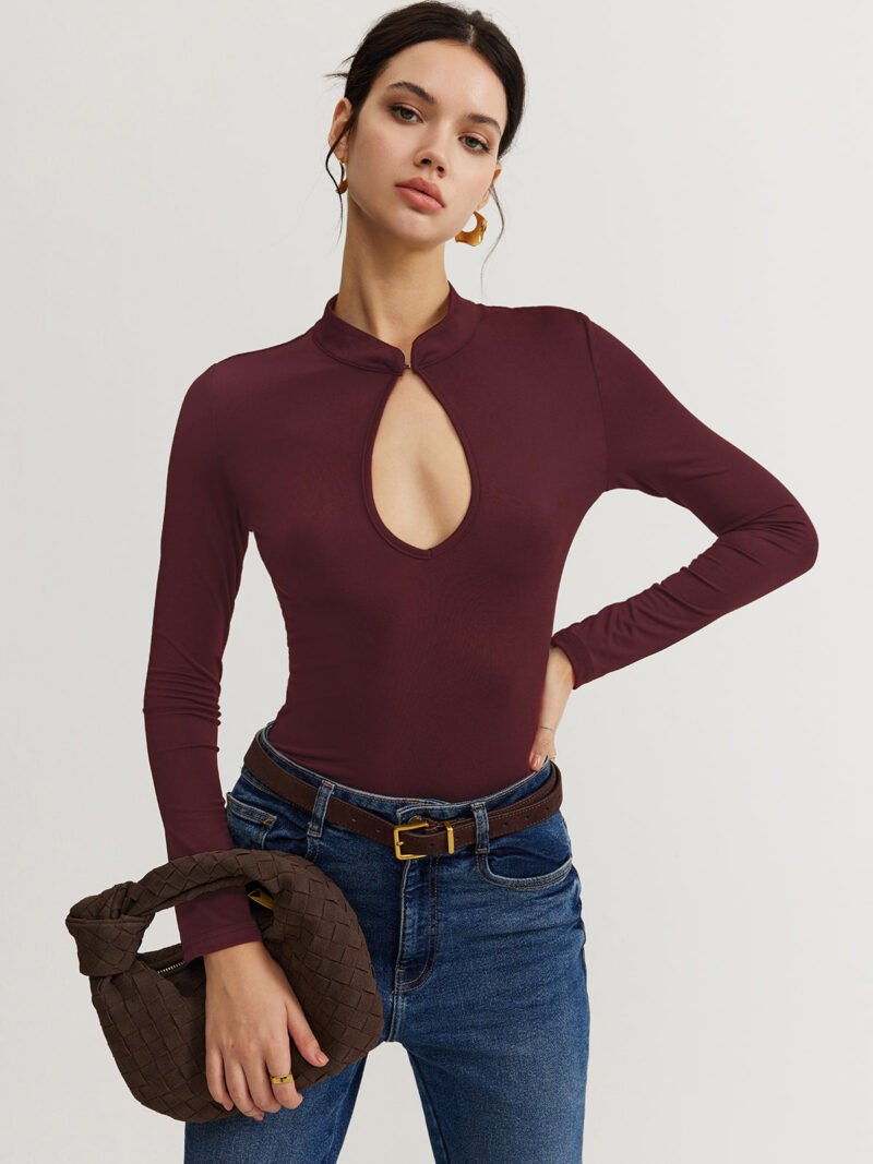 Keyhole Neckline Thin Bodysuit - Image 10