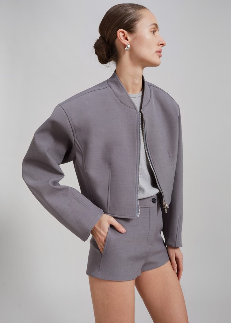 Cropped Jacket - Grey - Image 2