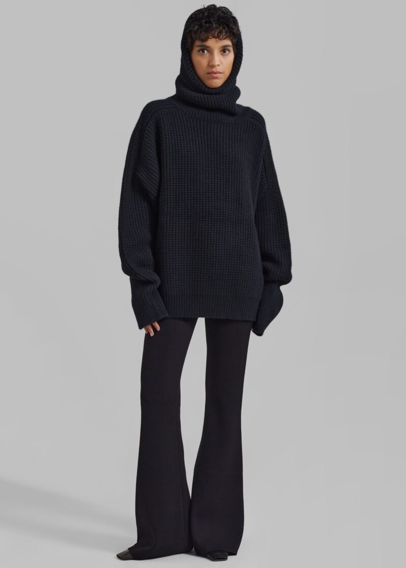 Wool Hooded Turtleneck - Black - Image 5