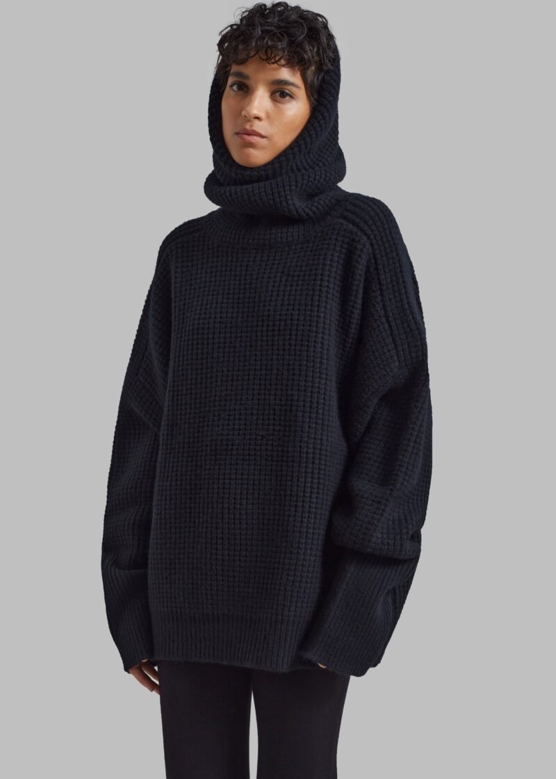 Wool Hooded Turtleneck - Black - Image 6